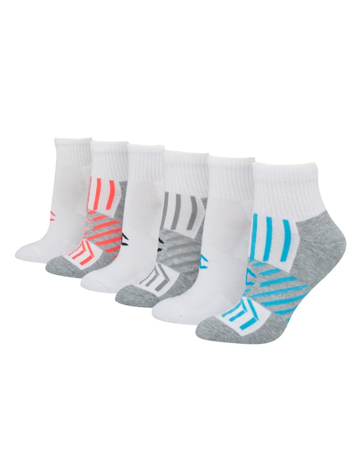 Champion Womens Socks NZ - Performance Ankle 6-Pairs Whtie/Blue ( 4965-EULPQ )